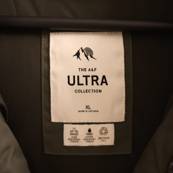 ABERCROMBIE & FITCH ULTRA PUFFER JACKET OLIVE GREEN MENS Size XL - Picture 4 of 5